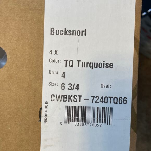 Charlie 1 Horse Bucksnort Turquoise Cowboy Hat 6 3/4 - Picture 9 of 10